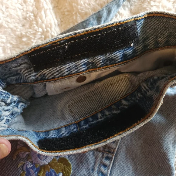 Handmade Vintage Denim Levis Bag With Long Strap Deep Interior Hippie/boho Vibe - Picture 6 of 8